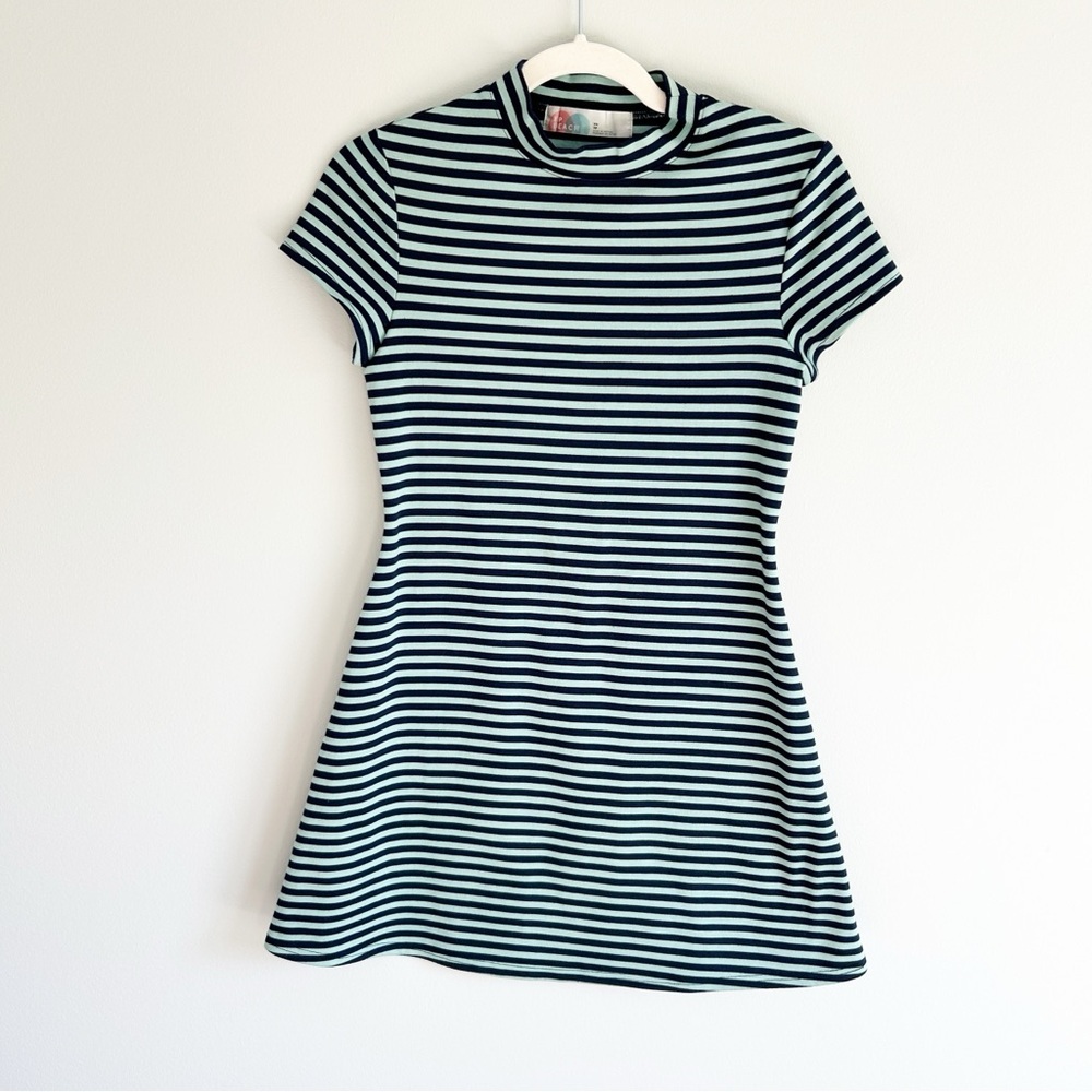 Free People Beach On the Line Striped Mock Neck Dress Extra Small